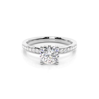 White Gold Round Side Stone Diamond Engagement Ring