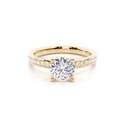 White Gold Round Side Stone Diamond Engagement Ring