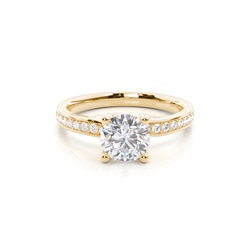 White Gold Round Side Stone Moissanite Engagement Ring