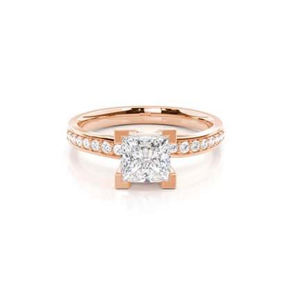 Princess Rose Gold Side Stone Diamond Engagement Rings