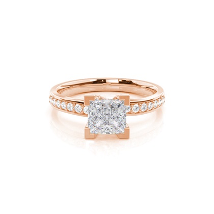 White Gold Round Side Stone Moissanite Engagement Ring