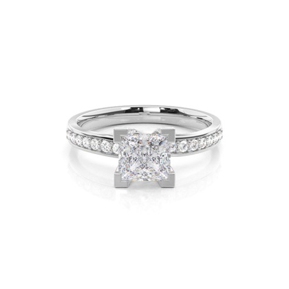 Princess Silver Side Stone Diamond Rings