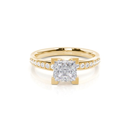 White Gold Round Side Stone Moissanite Engagement Ring