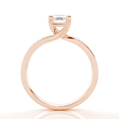 Moissanit Verlobungsring in einer Krappenfassung mit Schulter Diamanten