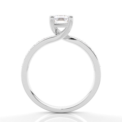 Moissanit Verlobungsring in einer Krappenfassung mit Schulter Diamanten