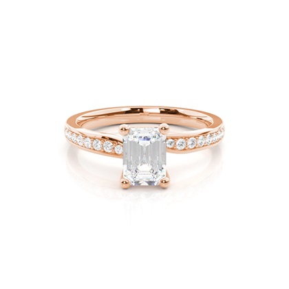 Emerald Rose Gold Side Stone Diamond Engagement Rings