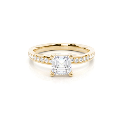 Asscher Gelbgold Diamantringe