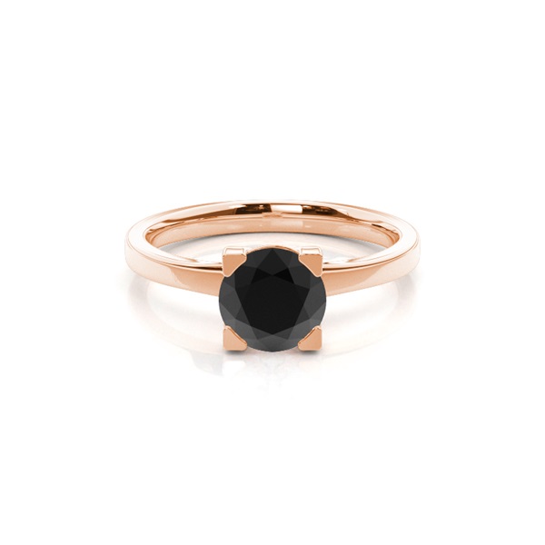 4 Prong Setting Plain Engagement Black Diamond Ring