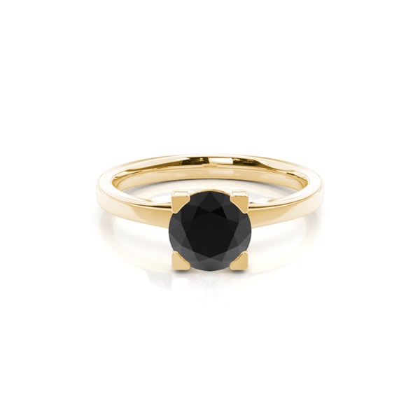 4 Prong Setting Plain Engagement Black Diamond Ring