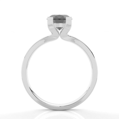4 Prong Setting Plain Engagement Black Diamond Ring