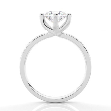 4 Prong Setting Studded Side Stone Engagement Ring