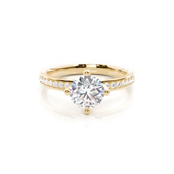 4 Prong Setting Studded Side Stone Engagement Ring