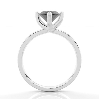 4 Prong Setting Plain Engagement Black Diamond Ring