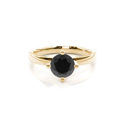 4 Prong Setting Plain Engagement Black Diamond Ring
