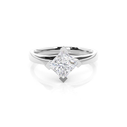 Princess Silver Solitaire Diamond Rings