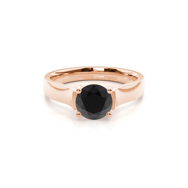 4 Prong Setting Plain Engagement Black Diamond Ring