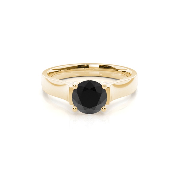 4 Prong Setting Plain Engagement Black Diamond Ring