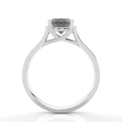 4 Prong Setting Plain Engagement Black Diamond Ring