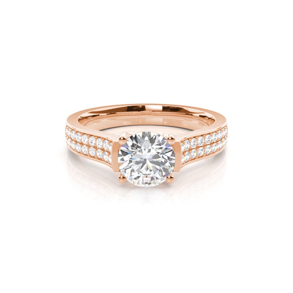 4 Prong Setting Studded Side Stone Engagement Ring