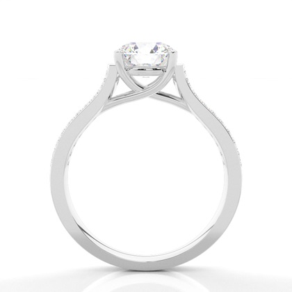 4 Prong Setting Studded Side Stone Engagement Ring