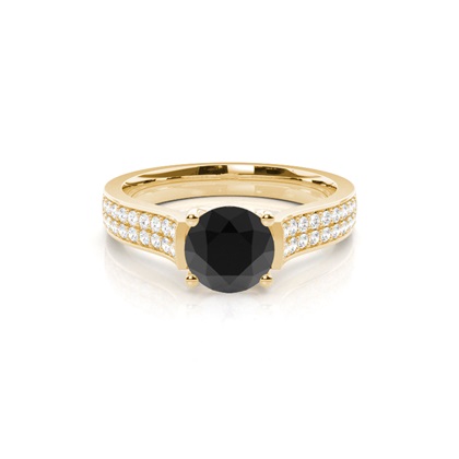 Yellow Gold Black Diamond Engagement Rings