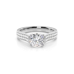 4 Prong Setting Studded Side Stone Engagement Ring