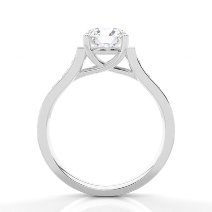 4 Prong Setting Studded Side Stone Engagement Ring