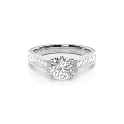 4 Prong Setting Studded Side Stone Engagement Ring