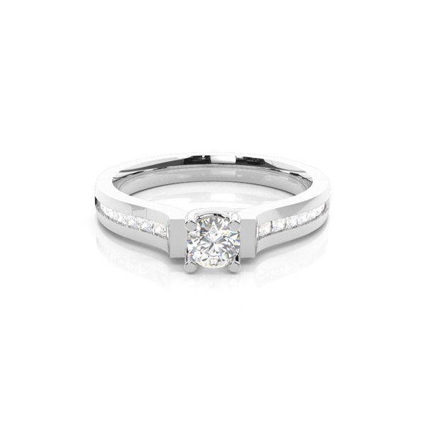 4 Prong Setting Studded Side Stone Engagement Ring