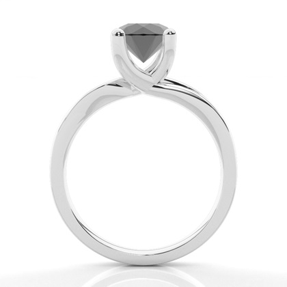 4 Prong Setting Plain Engagement Black Diamond Ring