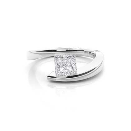 Princess Silver Solitaire Diamond Rings