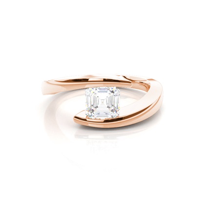Asscher Rose Gold Solitaire Diamond Rings