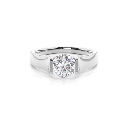 White Gold Round Moissanite Engagement Ring