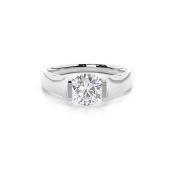 White Gold Round Moissanite Engagement Ring