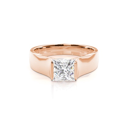 Princess Rose Gold Classic Solitaire Engagement Rings