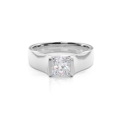 Princess Silver Solitaire Diamond Rings