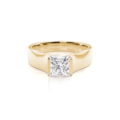Princess Yellow Gold Classic Solitaire Engagement Rings