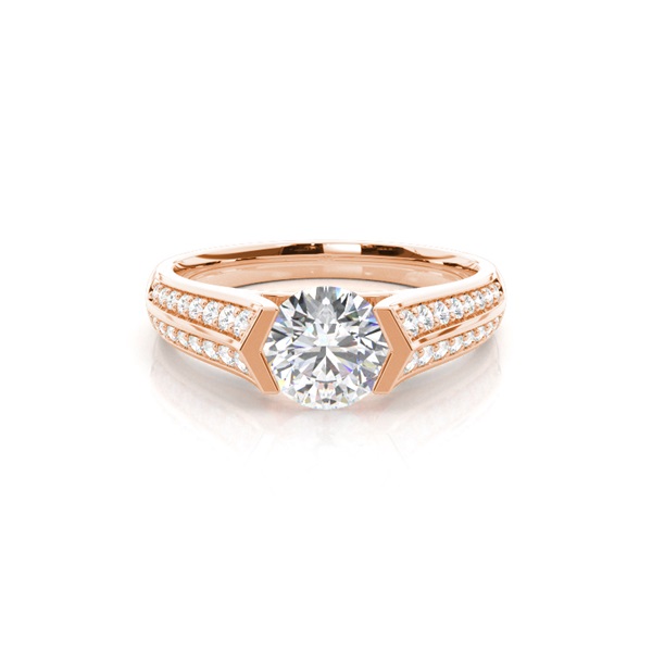 Channel Setting Studded Side Stone Engagement Ring