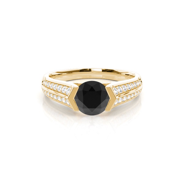 Channel Setting Studded Side Stone Engagement Black Diamond Ring