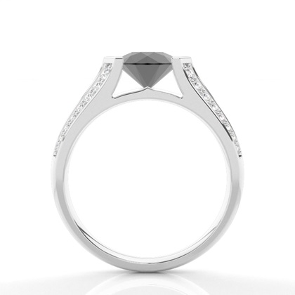 Channel Setting Studded Side Stone Engagement Black Diamond Ring