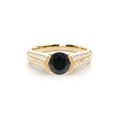 Yellow Gold Black Diamond Engagement Rings