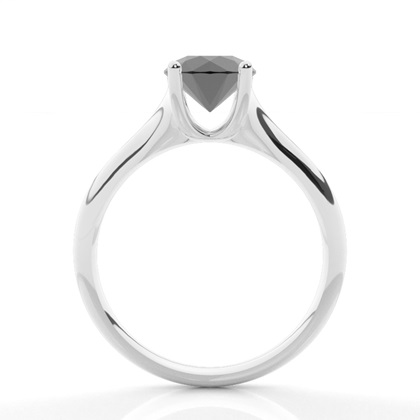 4 Prong Setting Plain Engagement Black Diamond Ring