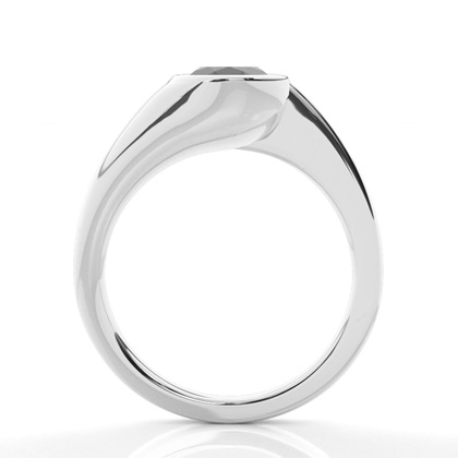 Semi Bezel Setting Plain Engagement Black Diamond Ring