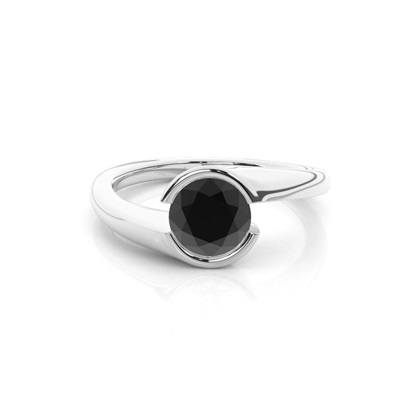                           Semi Bezel Setting Plain Engagement Black Diamond Ring