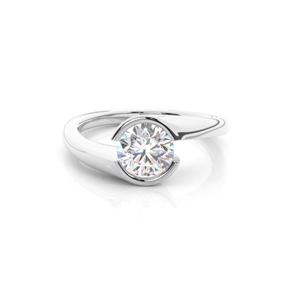Semi Bezel Setting Plain Engagement Ring
