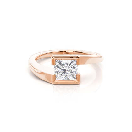 Princess Rose Gold Solitaire Engagement Rings