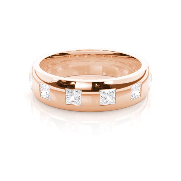 6.00mm Studded Low Dome Comfort Fit Mens Wedding Band 