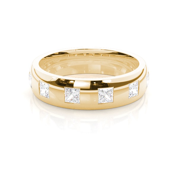 6.00mm Studded Low Dome Comfort Fit Mens Wedding Band 