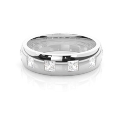 Bequem geschliffener innere diamanten Herren Trauring