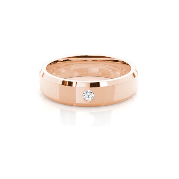 Studded Beveled Profile Comfort Fit Diamond Wedding Band